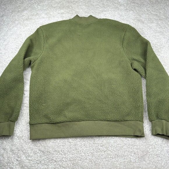 Zyia Active Flying V Fleece Sherpa Bomber Jacket Olive Green - Picture 3 of 12